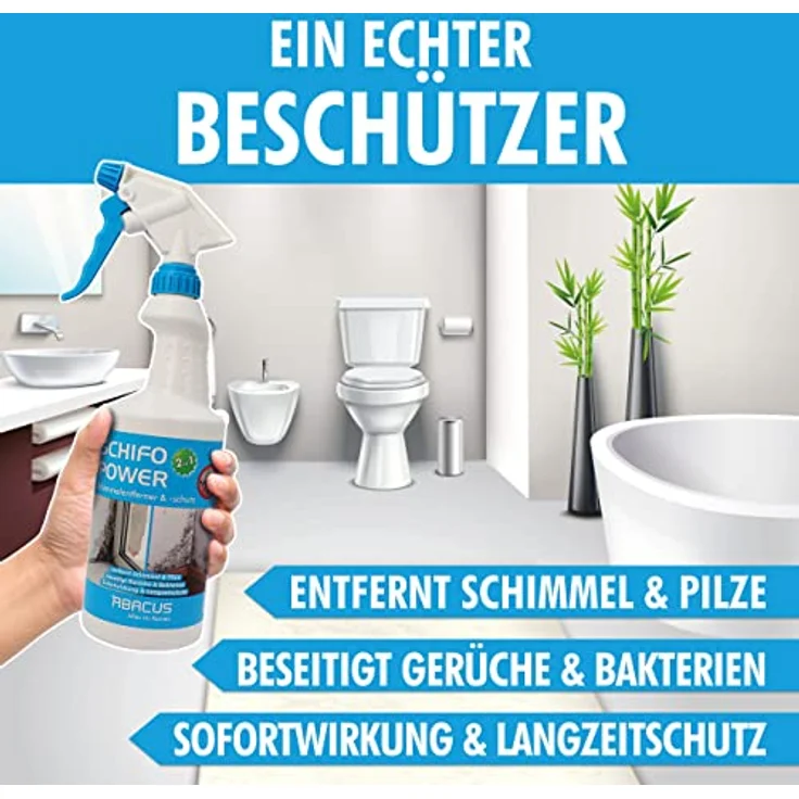 Schimmelentferner, Schimmelspray für Wand und Bad, Schimmelstop mit Langzeitwirkung, Schimmelmittel, Schimmel-Blocker, Schimmel-Entferner, Anti-Schimmel – ABACUS Schimmelentferner 3x 750 ml (7459) – Bild 2