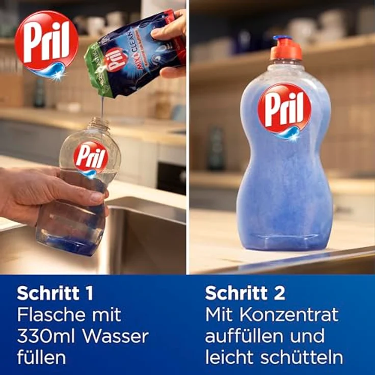 PRIL Original Konzentrat Mix & Clean, Geschirrspülmittel Zitrone 120 ml, Kalt-Aktiv-Formel, 82% weniger Plastik, recycelbare Verpackung – Bild 7