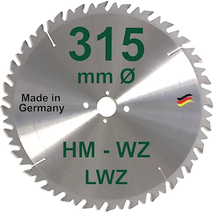 HM Sägeblatt 315 x 30 mm LWZ Hartmetall Wechselzahn Präzision Kreissägeblatt 315mm mit Spanabweiser für Naturholz Brennholz Hartholz Leimholz Wippsäge Tischkreissäge Kreissäge Kappsäge Brennholzsäge