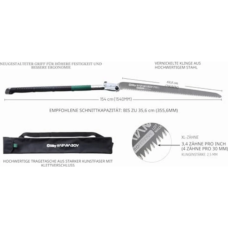 Silky Katanaboy 700-4, 700 mm Klappsäge mit ergonomischem Softgriff und robustem Transporttasche für Forst- und Outdoorarbeiten – Bild 4