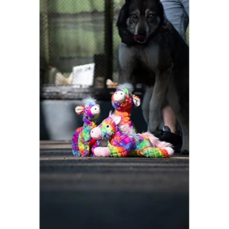 FantaZoo Pferd, Buntes und recyceltes Hundekuscheltier, L - 33 x 15 cm, Hundespielzeug mit Quietsche, für mittelgroße Hunde – Bild 3