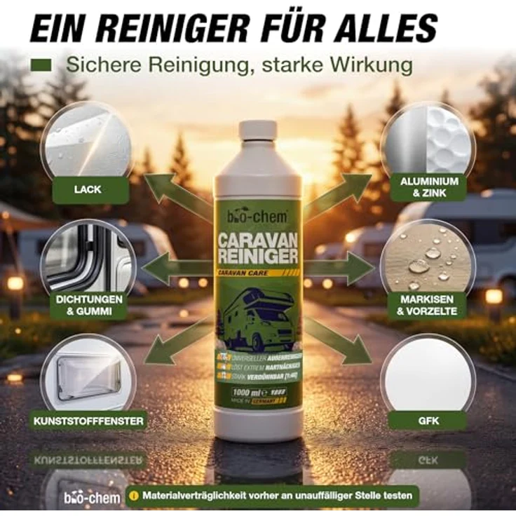 bio-chem bio-chem Caravan- & Wohnmobilreiniger 1L Konzentrat, extra stark Auto-Reinigungsmittel, entfernt Regenstreifen, Baumharz & Insektenrückstände – Bild 6