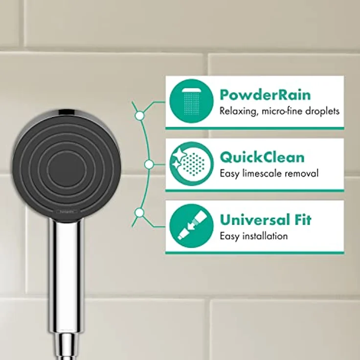 hansgrohe Handbrause Pulsify S, 10,5cm, 1 Strahlart, Graphitgrau, PowderRain Strahlart – Bild 3