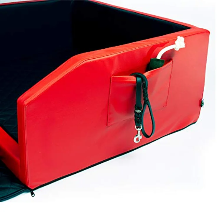 CopcoPet - Travel Bed Hundebett für Kofferraum 70x55x38cm Kunstleder Mocca - Wasserabweisend & Kratzfest - Rutschfest mit Schutzdecke - Reisebett für Hunde – Bild 2