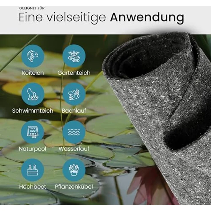 TeichVision Teichvlies 1000g, Schutzvlies für Teich & Pool 3m x 2m, grau, langlebig und umweltfreundlich – Bild 4