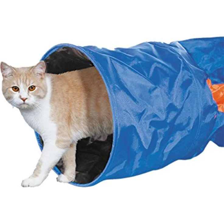 Nobby Katzentunnel, blau, 115 x 30 cm, mit knisterndem und raschelndem Material, zusätzliche seitliche Tunnelelemente