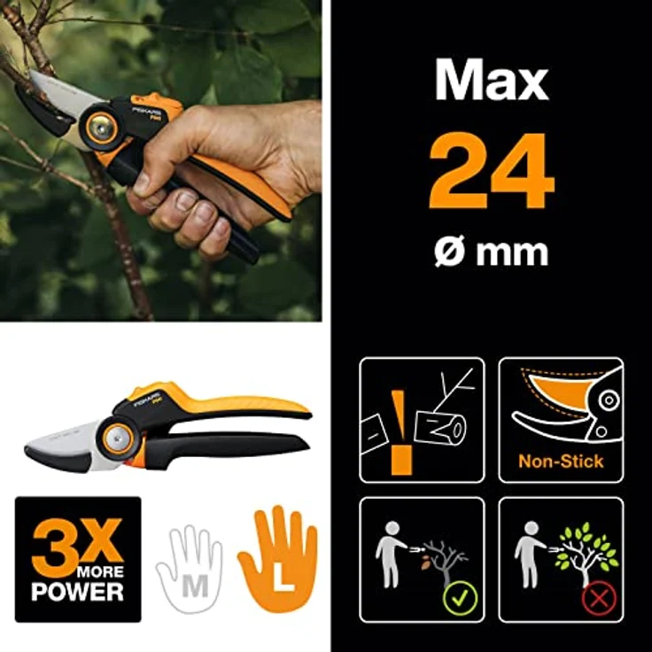 Fiskars 1057174 Xseries PowerG Gartenschere Amboss L P941 Astschere – Bild 2