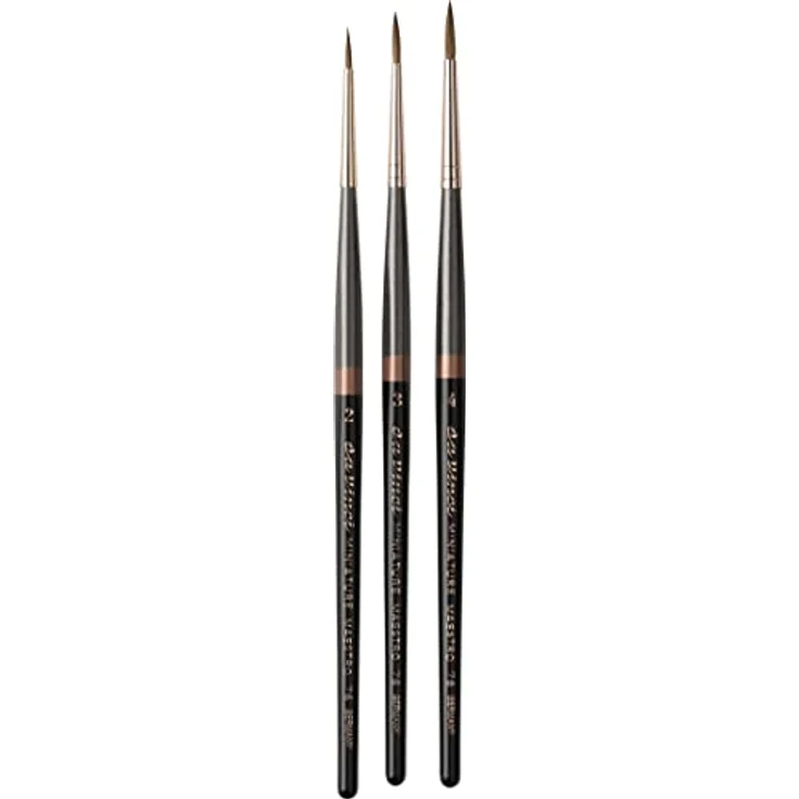 da Vinci Pinselset Miniature Maestro Kolinsky Serie 76, 3-teilig mit Holzaufsteller und Rotmarderhaaren für Miniaturmalerei, Größen 2, 3 und 4 – Bild 2