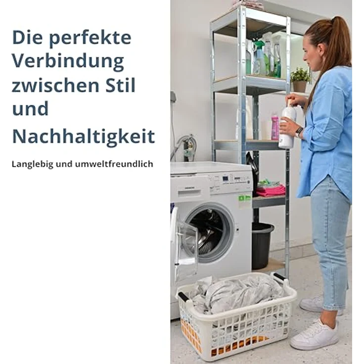 SCHULTE Regalwelt Schwerlastregal mit 5 Holzböden, 180x40x40 cm (HxBxT), Traglast pro Ebene ca. 90 Kg, verzinkt, Lagerregal, Kellerregal, Werkstattregal, Steckregal – Bild 6