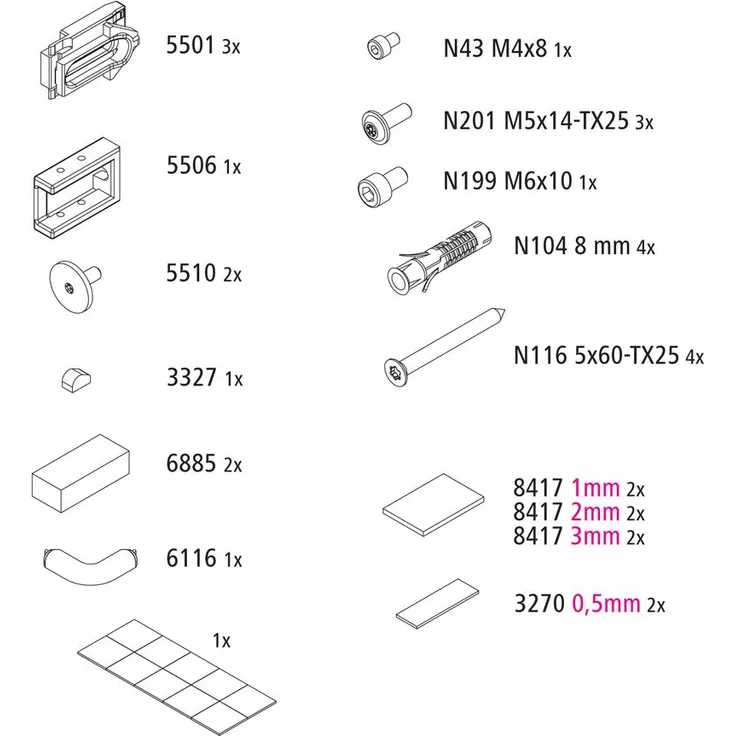 Kermi EBNI002 SET Montagekleinteile 2535868 für Badewannen & Duschen, passende Montagekleinteile