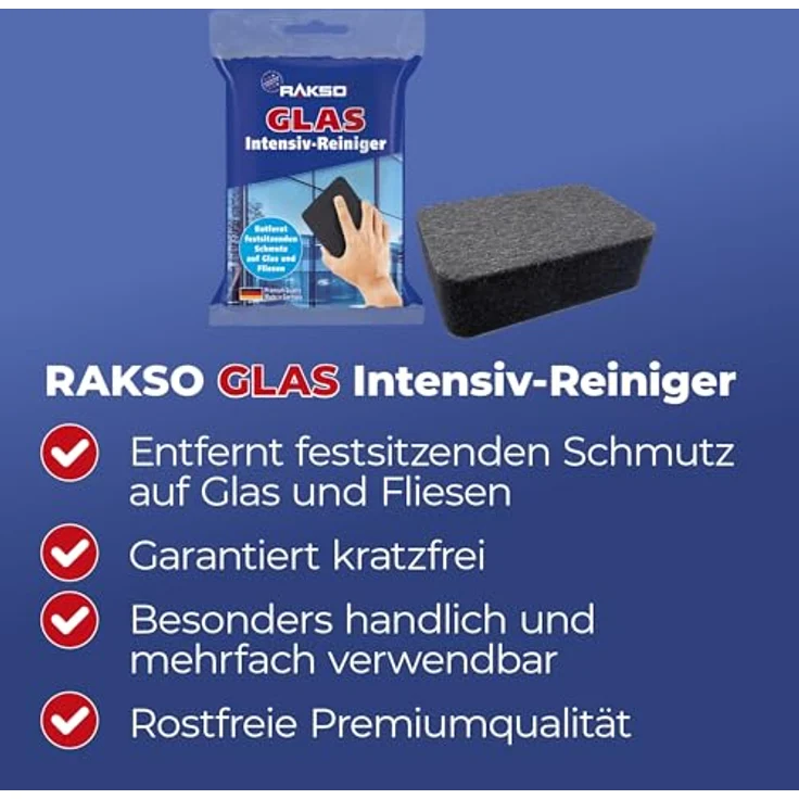 Rakso Edelstahlschwamm GLAS Intensiv-Reiniger B.10xL.12cm... – Bild 3