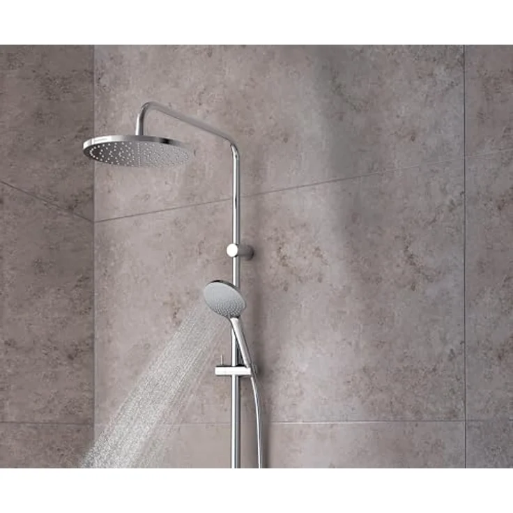 Duravit Reno Minusflow Duschsystem, Wandmontage mit Hand- und Kopfbrause, elegante Chromoberfläche, max. 9 l/min bei 3 bar – Bild 7