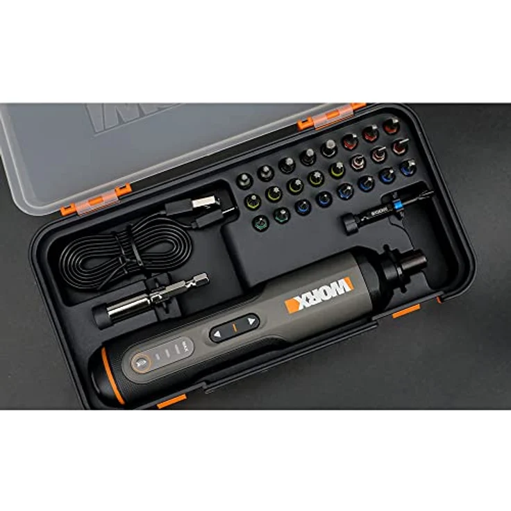 WORX 4V Akkuschrauber Set WX240 Elektrischer Schraubendreher Gerader Griff Schwarz Grau Orange 300 RPM 2 5 Nm 5 Nm – Bild 2