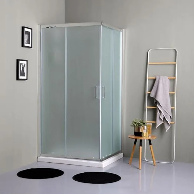 KIAMAMI VALENTINA Duschkabine Giada, 100x80 cm rechteckig, satiniertes Glas mit Schiebetüren und verchromten Profilen – Bild 2