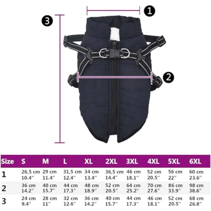 vidaXL Hundemantel mit Geschirr Wasserdicht Marineblau XL, wasserdicht mit verstellbarem Geschirr und Reflexstreifen – Bild 3