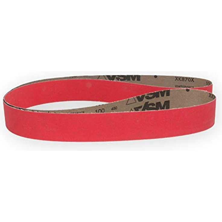 VSM Schleifband XK870F, 50 x 2000 mm, Körnung P180, 3 Stück, aggressives Keramikkorn für Metall und Edelstahl, hochflexible Gewebeunterlage für Konturenschliff – Bild 2