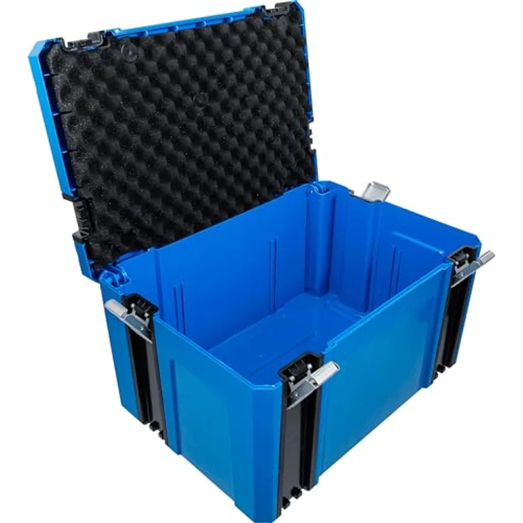 BGS TECHNIC Systemkoffer Größe L, robuster Aufbewahrungskoffer aus ABS-Kunststoff mit klappbarem Aluminium Tragegriff und 4 Schnappschlössern – Bild 5