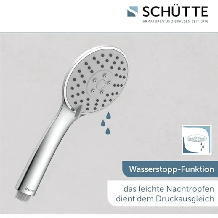 Schütte Handbrause NAPOLI, (Set), mit Schlauch, 3 Strahlarten, Wassersparfunktion, Chrom – Bild 3
