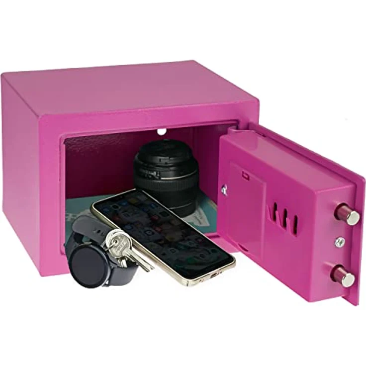 HMF 46126-15 Safe Tresor klein mit Zahlenschloss, Möbeltresor | 23 x 17 x 17 cm | Pink - Preisvergleich – Bild 3