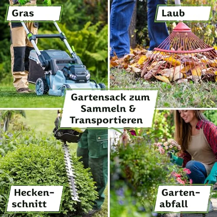 TTL GARDEN 2x 272L Gartensack - DOPPELTER BODEN, extra stabil & selbststehend, 4 Griffe, 150gsm, faltbar - 2er Set Laubsack für Gartenabfälle, robust und langlebig – Bild 5
