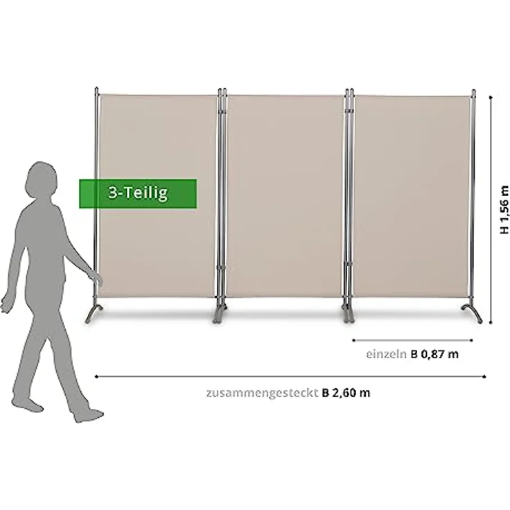 Leco Paravent, Trennwand und Sichtschutz für Balkon und Garten, 3-teilig weiß – Bild 6