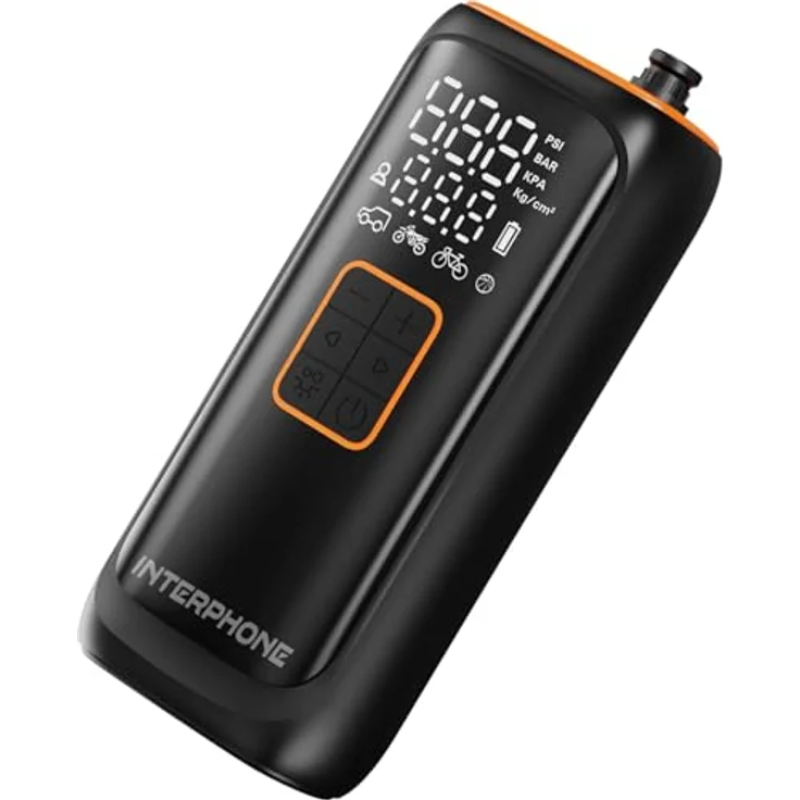 Interphone Smart Air Pump, tragbarer Kompressor mit 4000 mAh, Auto-Stopp-Funktion und LED-Licht – Bild 1