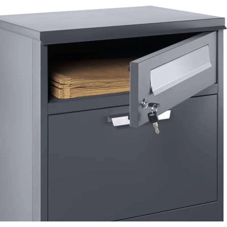 Zelsius Paketbriefkasten | RAL7016 Anthrazit | Briefkasten mit Paketfach, integrierte Rückholsperre, Bodenmontage | Paketbox, Parcel Box – Bild 4