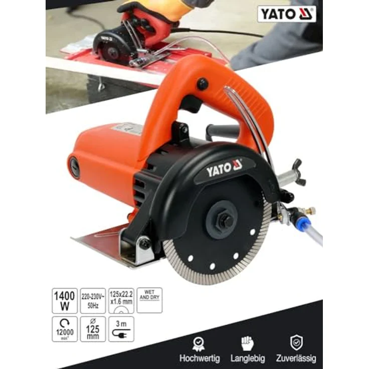 Yato Tischkreissäge GRASSCHNEIDEN 125 mm 1400 W, hitzebeständig bis 200°C, Kupferwicklungen, nass/trocken, 125mm x 22,2mm, in blau – Bild 5