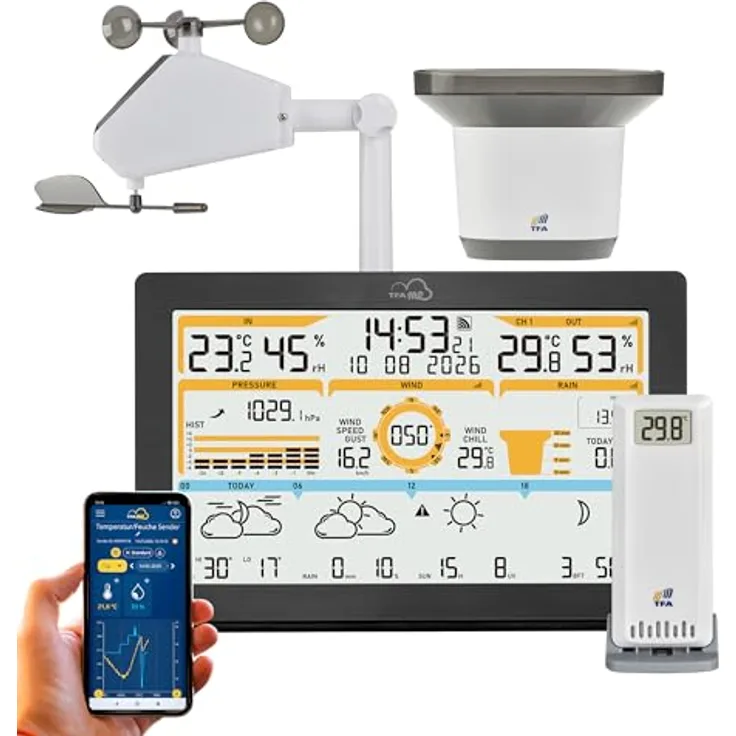 TFA WLAN Funk-Wetterstation.me ID-05, Wetterstation mit WLAN-Funktion, schwarz