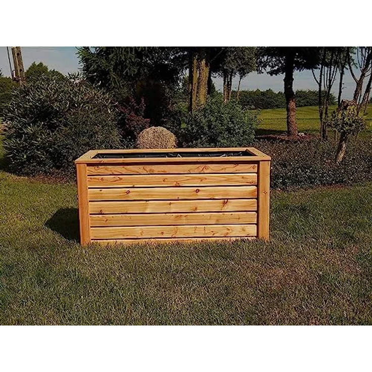 Gartenwelt Riegelsberger Hochbeet 150x60x72 cm aus Lärchenholz, Natur, mit modernen Rhombusleisten - Kräuterbeet Gemüsebeet – Bild 3