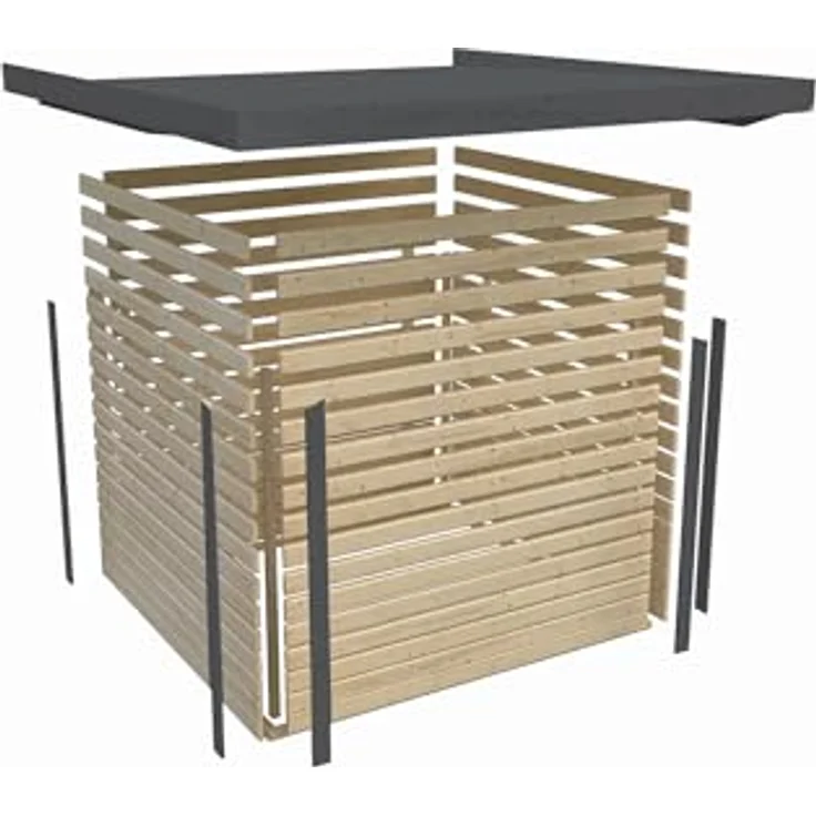 CHILLROI® Hybrid Gartenhaus Hollywood inkl. Fußboden optional mit Anbau Gartenlaube Geräteschuppen Gartenhütte (Naturbelassen mit Anbau) – Bild 5