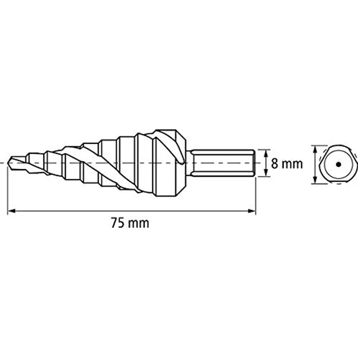 PFERD HSS Stufenbohrer 25201037 4 - 20mm, für Metallbearbeitung mit Dreiflächenschaft, 1 Stück – Bild 3