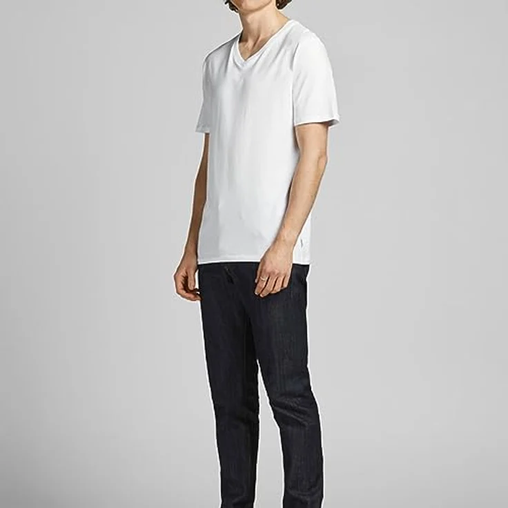Jack & Jones Basic V-Shirt, Herren T-Shirt im 2er Set, Weiss, Größe M – Bild 2