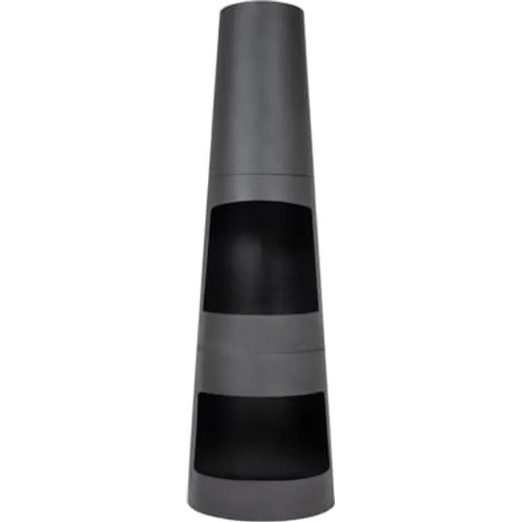 Buschbeck La Hacienda Feuersäule Circo Black mit Holzfach, Stahl, 125 x Ø 35 cm