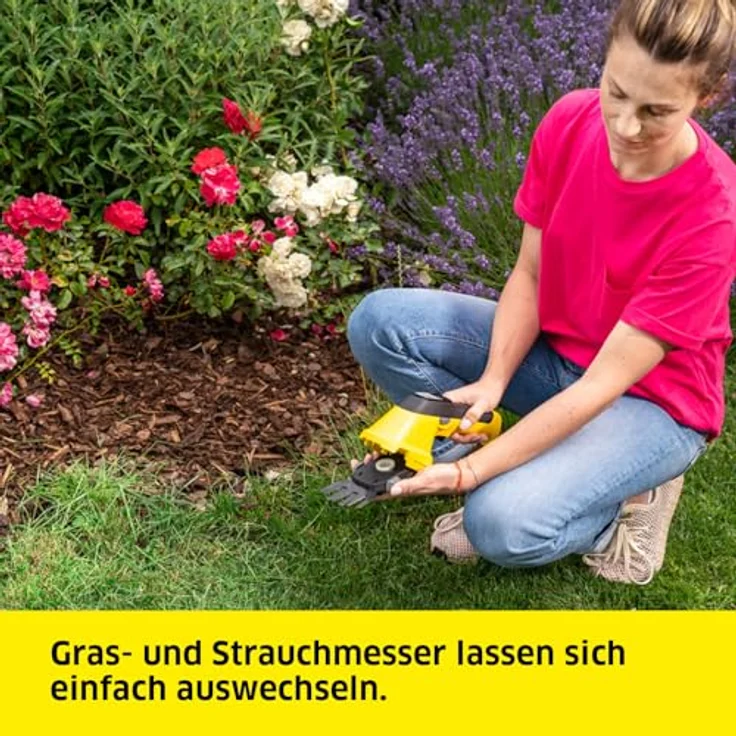 Kärcher GSH 4-4 Plus, Akkubetriebene 2-in-1 Heckenschere mit 11 cm Strauchmesser und 8 cm Grasmesser, Gelb/Schwarz – Bild 4