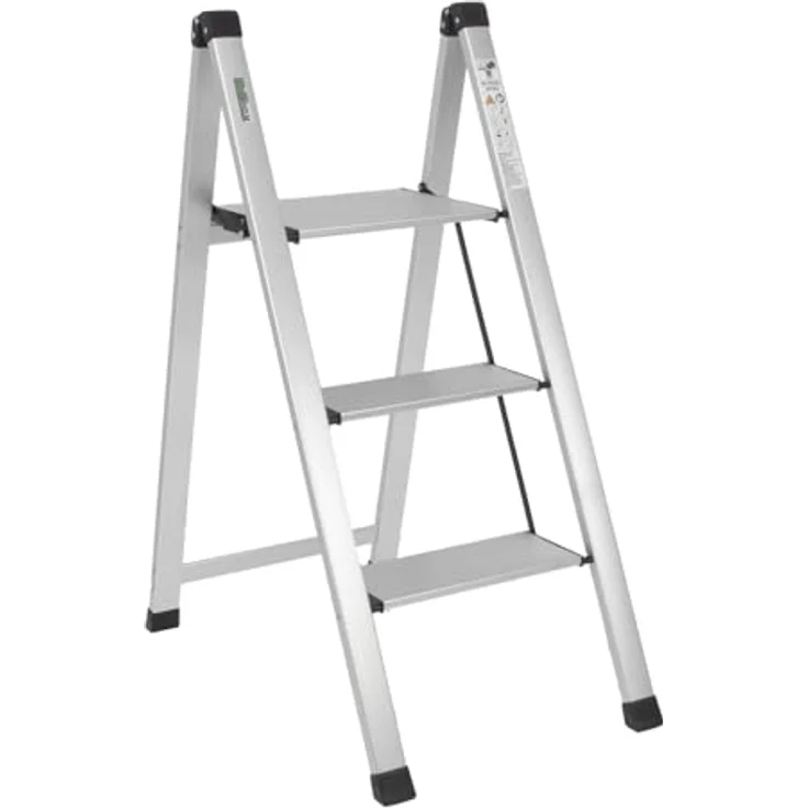 TRUTZHOLM Alu Trittleiter 2-stufig, klappbar, bis 150 kg Traglast, Aluminium Silber, Anti-Rutsch Trittflächen, TÜV/GS geprüft, leicht und platzsparend (5 cm schmal) – Bild 1
