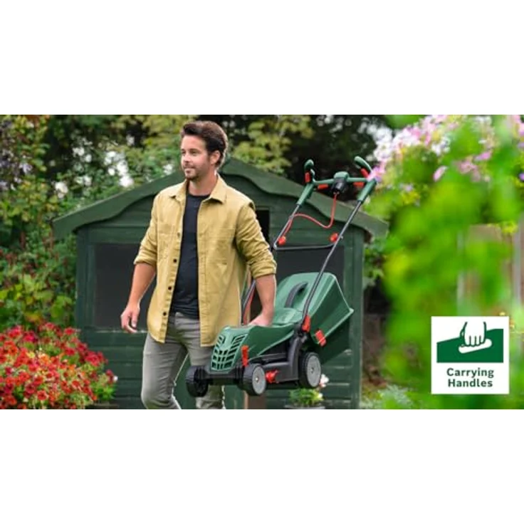 Bosch Home & Garden UniversalRotak 34-405, Netzbetrieb Rasenmäher mit Ergoflex-Griffen, integrierten Rasenkämmen und 40 L Grasfangbox – Bild 4