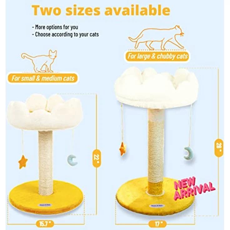 Happi N Pets Wolke Katzenkratzbaum mit Bett, Katzenbaum für Indoor Katzen, Kleiner Katzenturm mit Bällen, Stabiler Katzenspielplatz – Bild 2