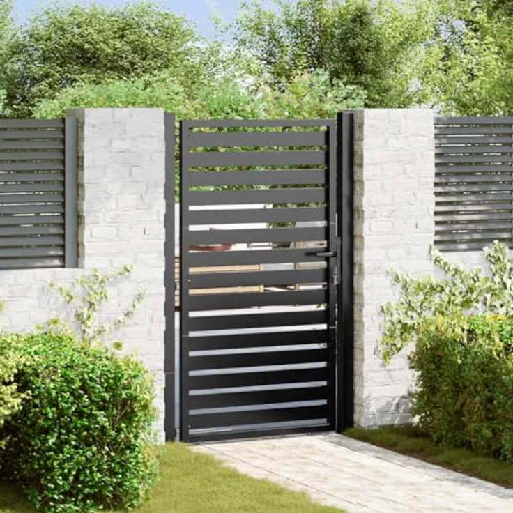 vidaXL Gartentor Aluminium, abschließbar, schwarz, 100x150 cm, pulverbeschichtet – Bild 2