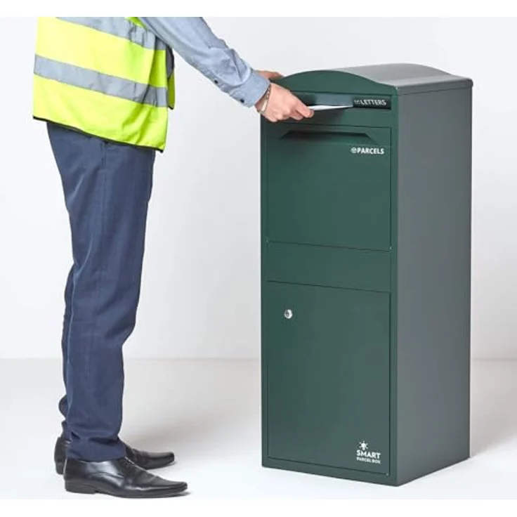 Smart Parcel Box XXL grün mit Bogendach 41.5 x 38.5 x 104 cm, Paketbriefkasten zur Wand- oder Bodenmontage, Paketbox für Zuhause & Unternehmen, Briefkasten für Pakete & Briefe – Bild 3
