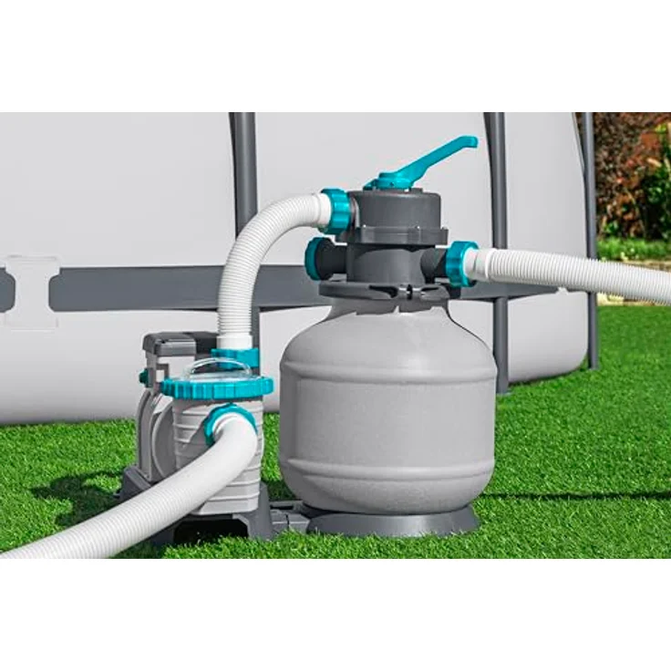 Bestway Filterpumpe, graue und orange Poolpumpe aus Metall und Kunststoff, 44x69x63.3 cm, ideal für Freizeit und Wasserspaß – Bild 3