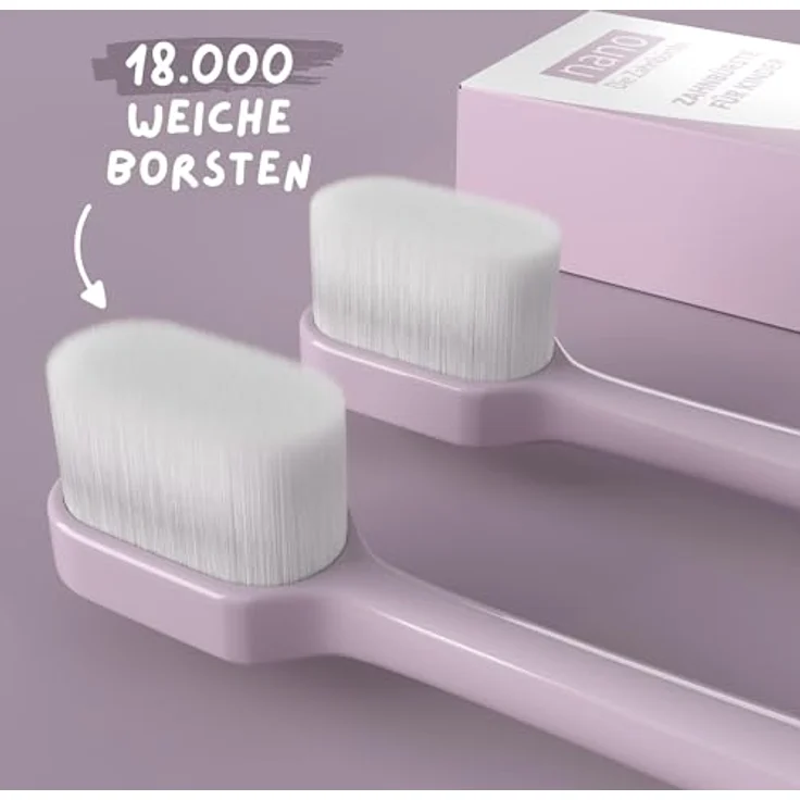 nano Die Zahnbürste. 2er-Pack | Kinder Zahnbürste | 18.000 Borsten | Weiche Zahnbürste | Extra weich | Baby Zahnbürste | Super soft | Sensitiv | Sanfte Zahnbürste | Altrosa - Preisvergleich – Bild 2