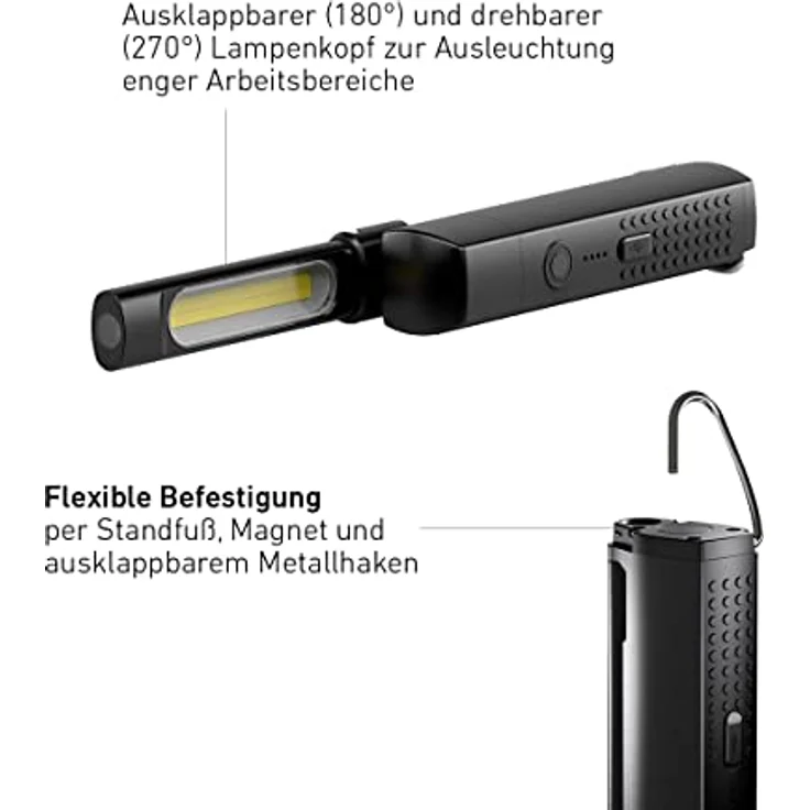 Ledlenser W6R Work Stablampe LED Werkstatt | KFZ Lampe 500 Lumen | LED Baulampe mit Akku | 10 Stunden Leuchtdauer | Werkstattlampe | LED Lampe | Arbeitsleuchte aufladbar | aufladbare Werkstattleuchte – Bild 3