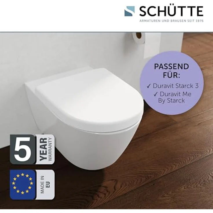 Schütte WC-Sitz D-Form Pro 8 Duroplast, Absenkautomatik, Weiß, Schnellverschluss, bruchsicher, hohe Belastbarkeit bis 250 kg – Bild 4
