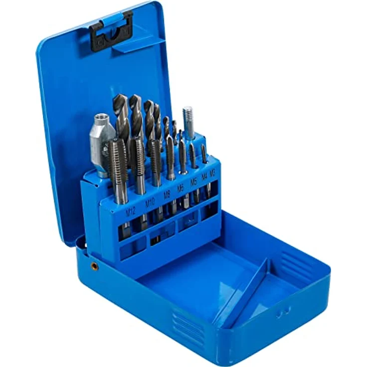 BGS technic Gewindebohrer BGS Gewindeschneid-/HSS-Bohrer-Satz M3-M12, hochwertige HSS-Qualität in kompakter Metall-Klappbox – Bild 2