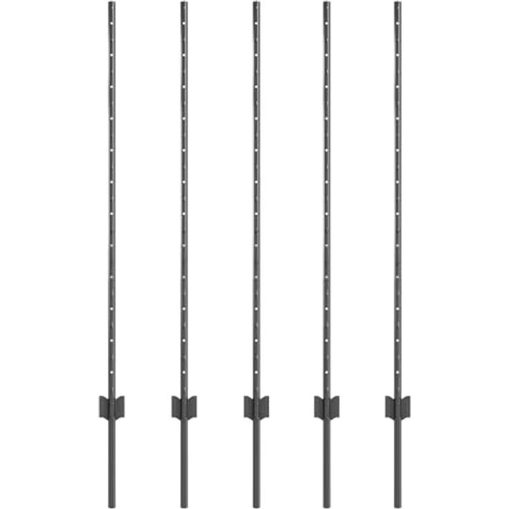 vidaXL U-Kanal Zaunpfosten, 10 Stück, 120 cm, grauer pulverbeschichteter Stahl, robust und modern – Bild 1
