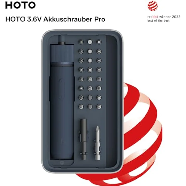 HOTO Akkuschrauber, Magnetischer Elektrischer Schraubendreher Set mit 3 Drehmomentstufen (1.5/3/4 Nm), LED-Licht, 25 Bits, 1500 mAh Akku USB-C Aufladung, für Möbel- und Elektrogeräte-Reparaturen – Bild 2