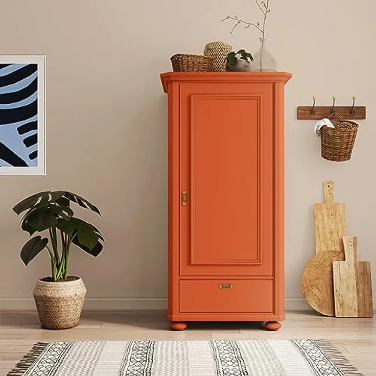 MissPompadour Holzfarbe Orange mit Goldfisch, 2,5L seidenmatte Möbelfarbe für Innen & Außen, witterungsbeständig, hohe Deckkraft, wasserbasiert – Bild 6
