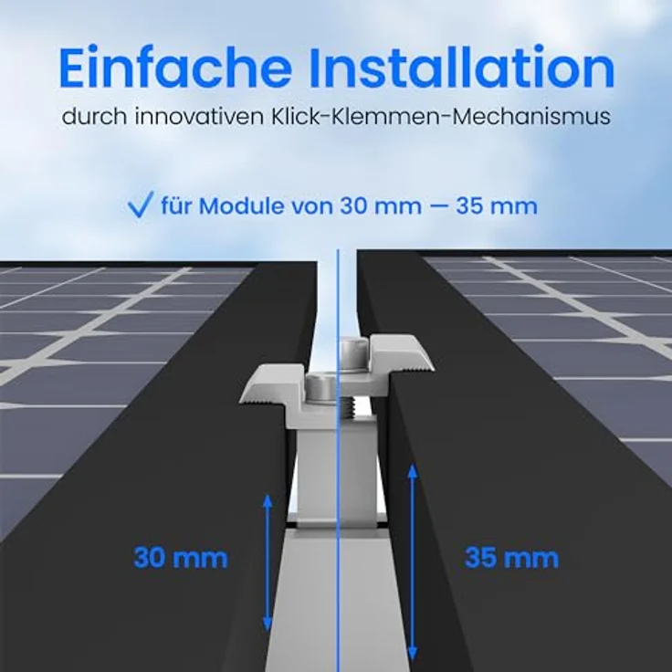 LIVING-TEC Halterung Balkonkraftwerk für Ziegeldach Komplettset 30 & 35mm Module - TÜV geprüft, mit Dachhaken, Schienen & Klemmen – Bild 2