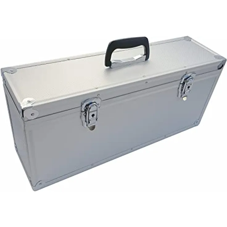 Aluminium Koffer Silber mit Würfelschaum Entnehmbarer Deckel Alu-Koffer Werkzeugkoffer (LxBxH) 550 x155 x 240 mm